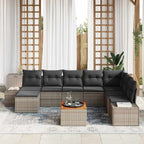Gartensofa-set mit Kissen 9 pcs Grau Poly-Rattan