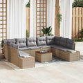 Gartensofa-set mit Kissen 10 pcs Beige Poly-Rattan