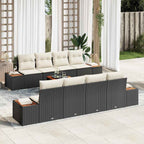 Gartensofa-set mit Kissen 9 pcs Schwarz Poly Rattan