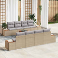 Gartensofa-set mit Kissen 9 pcs Beige Poly Rattan