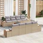 Gartensofa-set mit Kissen 9 pcs Beige Poly Rattan