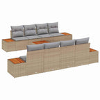Gartensofa-set mit Kissen 9 pcs Beige Poly Rattan
