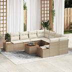 Gartensofa-set mit Kissen 9 pcs Beige Poly Rattan