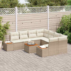 Gartensofa-set mit Kissen 9 pcs Beige Poly Rattan