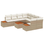 Gartensofa-set mit Kissen 9 pcs Beige Poly Rattan