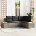Gartensofa-set mit Kissen 5 pcs Beige Poly Rattan