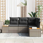 Gartensofa-set mit Kissen 5 pcs Beige Poly Rattan