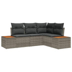 Gartensofa-set mit Kissen 5 pcs Beige Poly Rattan