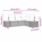 Gartensofa-set mit Kissen 5 pcs Beige Poly Rattan