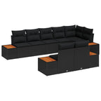 Gartensofa-set mit Kissen 8 pcs Schwarz Poly Rattan