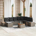 Gartensofa-set mit Kissen 9 pcs Grau Poly Rattan