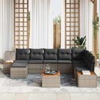 Gartensofa-set mit Kissen 9 pcs Grau Poly Rattan