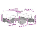Gartensofa-set mit Kissen 9 pcs Grau Poly Rattan