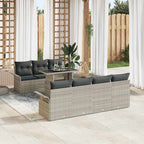Gartensofa-set mit Kissen 8 pcs Hellgrau Poly-Rattan