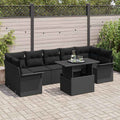 Gartensofa-set mit Kissen 8 pcs Schwarz Poly-Rattan