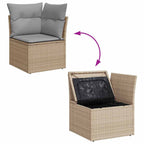 Garten-Sofa-Set mit Kissen 9 pcs Beige Poly Rattan