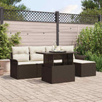 Gartensofa-set mit Kissen 6 pcs Braun Poly-Rattan
