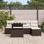 Gartensofa-set mit Kissen 6 pcs Braun Poly-Rattan