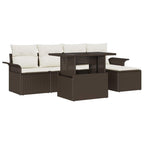 Gartensofa-set mit Kissen 6 pcs Braun Poly-Rattan
