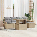 Gartensofa-set mit Kissen 6 pcs Beige Poly-Rattan