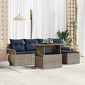Gartensofa-set mit Kissen 6 pcs Grau Poly-Rattan