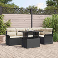 Gartensofa-set mit Kissen 6 pcs Schwarz Poly-Rattan