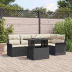 Gartensofa-set mit Kissen 6 pcs Schwarz Poly-Rattan