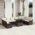 Sofa Set mit Kissen 11 pcs Braun Poly-Rattan