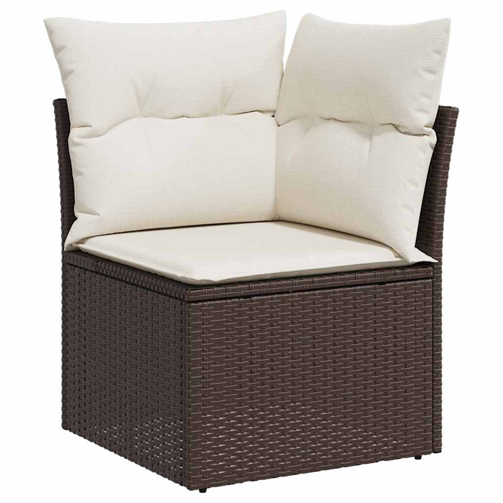 Sofa Set mit Kissen 11 pcs Braun Poly-Rattan