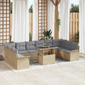 Sofa Set mit Kissen 11 pcs Beige Poly-Rattan