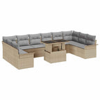 Sofa Set mit Kissen 11 pcs Beige Poly-Rattan