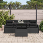 Sofa Set mit Kissen 5 pcs Schwarz Poly-Rattan