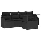 Sofa Set mit Kissen 5 pcs Schwarz Poly-Rattan