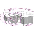 Gartensofa-set mit Kissen 9 pcs Schwarz Poly-Rattan