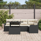 Essgruppe mit Kissen 6 pcs Schwarz Poly Rattan