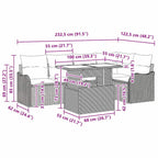 Essgruppe mit Kissen 6 pcs Schwarz Poly Rattan