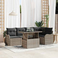 Essgruppe mit Kissen 6 pcs Grau Poly Rattan