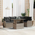 Essgruppe mit Kissen 6 pcs Grau Poly Rattan