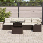 Sofa Set mit Kissen 7 pcs Braun Poly Rattan