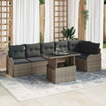 Sofa Set mit Kissen 7 pcs Grau Poly Rattan