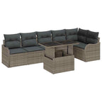 Sofa Set mit Kissen 7 pcs Grau Poly Rattan