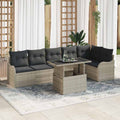 Sofa Set mit Kissen 7 pcs Hellgrau Poly Rattan