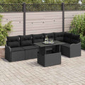 Sofa Set mit Kissen 7 pcs Schwarz Poly Rattan