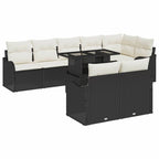 Lounge-Set mit Kissen 9 pcs Schwarz Poly Rattan