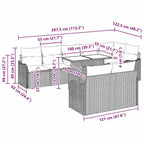 Lounge-Set mit Kissen 9 pcs Braun Poly Rattan