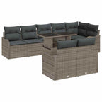 Lounge-Set mit Kissen 9 pcs Grau Poly Rattan