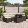 Garten-Sofa-Set mit Kissen 7 pcs Braun Poly Rattan