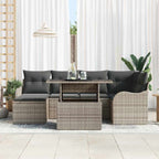 Garten-Sofa-Set mit Kissen 7 pcs Grau Poly Rattan