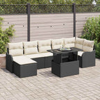 Garten-Sofa-Set mit Kissen 8 pcs Schwarz Poly Rattan