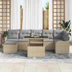 Garten-Sofa-Set mit Kissen 8 pcs Beige Poly Rattan